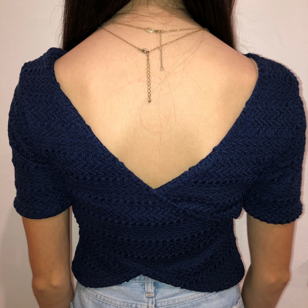 Stitched Pattern Top with Cross Back - Picture 4 of 4